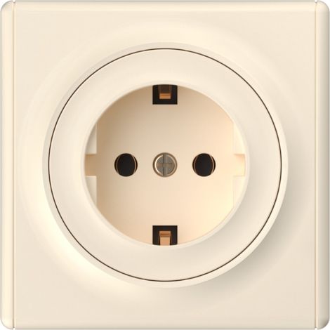 Prise avec terre, bornes à vis avec plaque de finition Florence - beige