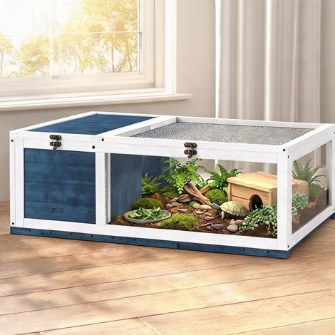 Terrarium coloris bleu en tannenholz 91 x 60,5 x 32 cm (1/5)