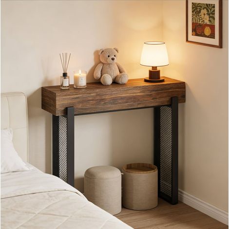 Mesa consola con almacenaje de metal y madera OKMYHOME (1/5)