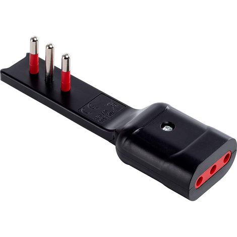 1PZ ADATTATORE ULTRAPIATTO SERIE 'EMILIA FLAT' spina e presa 2P + T 10A - nero (1/8)