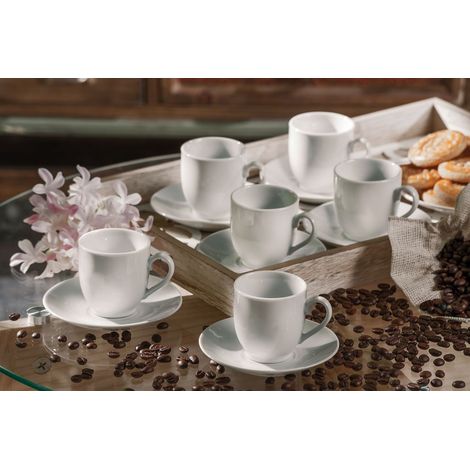 Ad Trend Servizio da Caffè in Porcellana per 6 Persone – Set Tazzine da Caffè Elegante per la Tavola e la Casa