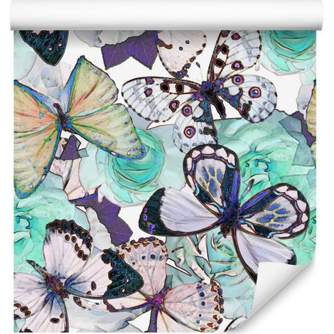 Papel pintado con flores, mariposas y naturaleza para salón y dormitorio, 50x1000 cm. (1/5)