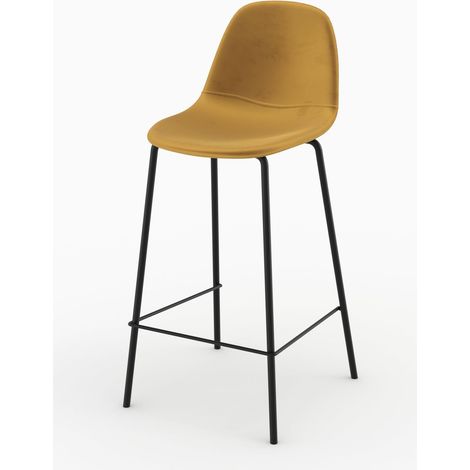 Chaise pour îlot central en velours jaune 65 cm - HENRIK