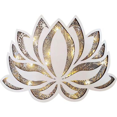 Lampe de Chevet LED Veilleuse Murale Lotus Mandala en Acrylique Plat, Lumière D’Ambiance Décorative pour Salon, Bureau et Chambre, Éclairage Doux et Chaleureux (1/5)