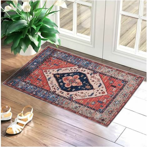 Paillasson d'intérieur Tapis de sol intérieur rétro - 60 x 90 cm, tapis de porte d'entrée antidérapant doux et absorbant rapidement, tapis de porte résistant à la poussière pour l'entrée (1/5)