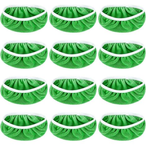 Lntyq 12 Pièces Chiffons De Sol Humides pour Swiffer, Lingettes Humides RéUtilisables en Tissu en Velours de Corail Verte, SerpillièRe Humide Et SèChe en Microfibre, AdaptéEs à Tous Types De Sols (12)