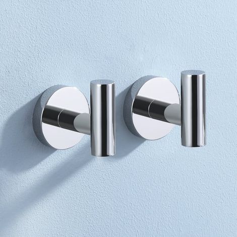 Gancho para toallas, gancho para ropa, gancho para abrigos, acero inoxidable 304 pulido, montaje en pared con 2 ganchos (1/5)