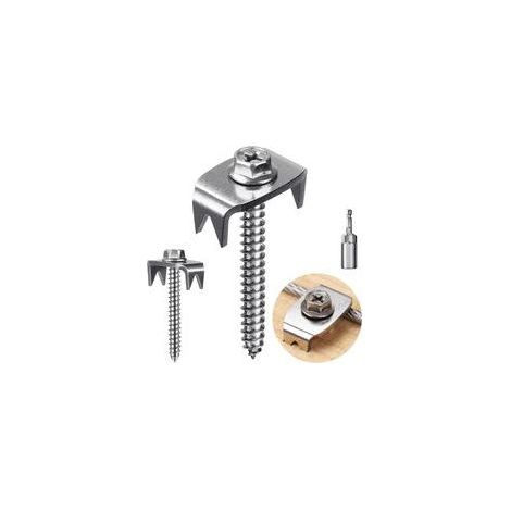agrafes de clôture, 304 clous de clôture en acier inoxydable pour bois doux, fil réutilisable agrafes de clôture vis pour maille et clôture tissée, 50PCS
