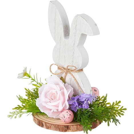 Ornement En Bois Forme De Lapin - Décoration Printanière Et Festive - Pour Intérieur Et Table - Ornement De Pâques - Lot De 1 (1/5)