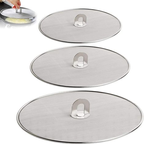 Lot de 3 pare-éclaboussures en acier inoxydable pour cuisson