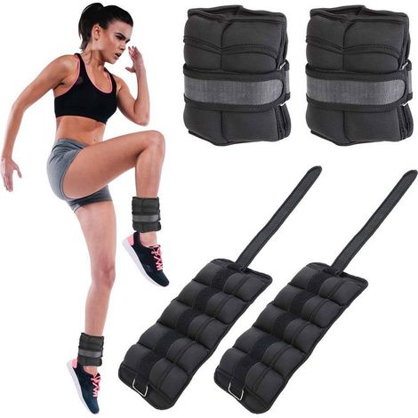 Trade Shop - Set 2 Pesi Polsi E Caviglie 2,25 Kg Allenamento Palestra Aerobica Fitness Nero - (1/5)