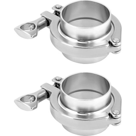 Klemmverschraubung, Edelstahl 304, 2-in-1-Schweißmuffe + Klemmverschraubung für Sanitärrohre, 51 mm Innendurchmesser, 2 Sets
