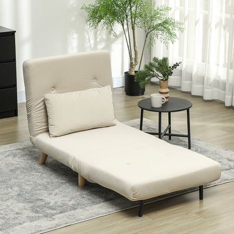 Poltrona letto trasformabile 72x78x79 cm in tessuto beige, modulare per piccoli soggiorni FloraGrace (1/5)