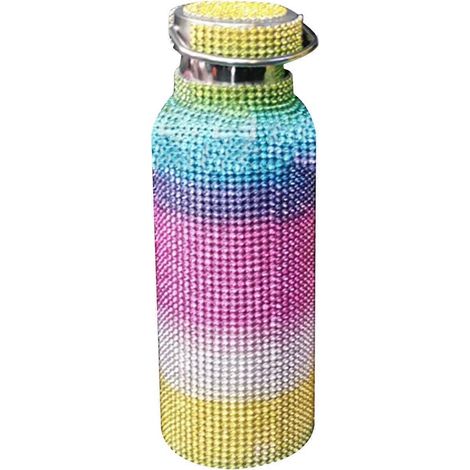 Bouteille d'eau isotherme en acier inoxydable ornée de strass et de diamants, 100 % neuve, conforme à la photo. (1/5)