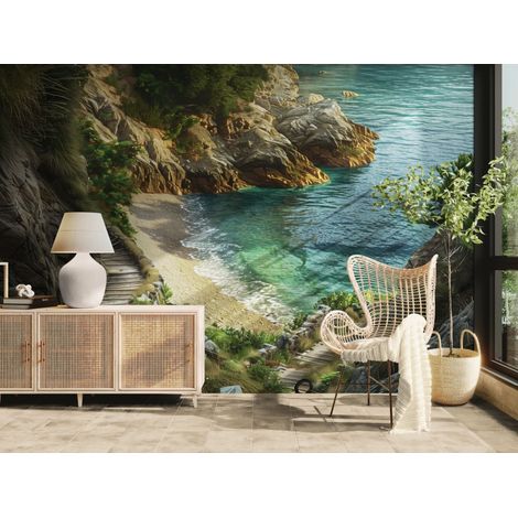 Papier peint paysage – Crique rocheuse secrète - 150 x 250 cm (1/2)