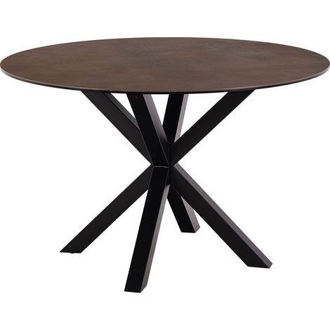 Table à manger ronde 119x119x75cm céramique brune - BUGGIO (1/5)