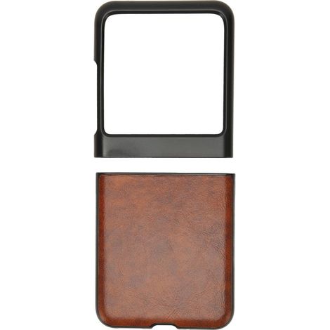 Stoßfeste, faltbare ABS-Handyhülle, braunes Ledermuster, minimalistische Schutzhülle für Motorola Razr 40 Ultra (1/5)