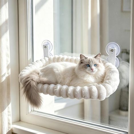 Chaise longue pour chat - Hamac pour chat avec housse réversible amovible - Pliable - Coussin doux et lavable - Lit pour chat jusqu'à 15 kg - 52 x 30 cm (1/5)
