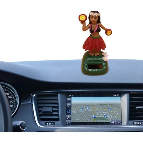 Décoration de voiture représentant une fille hawaïenne, poupée solaire créative à tête tremblante, ornement de voiture - B (1/5)