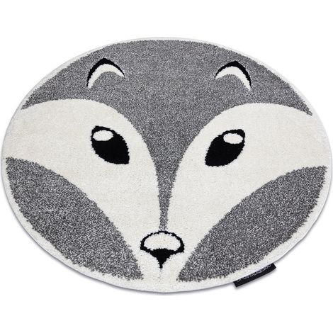Moderner Kinderteppich JOY Kreis Fox, Fuchs für Kinder - strukturelle, zwei Ebenen aus Vlies grau / creme grey rund 120 cm