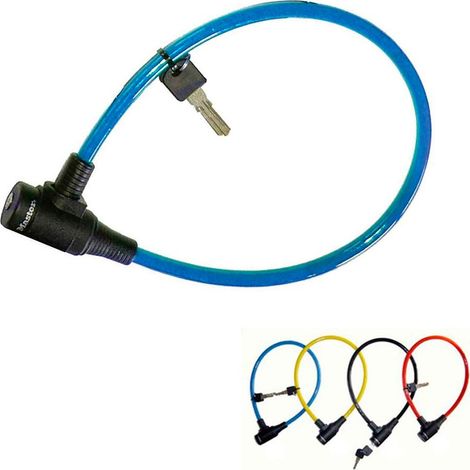 Cable de acero con llave, bike security, colores surtidos, ø0,8 x 65 cm, blister