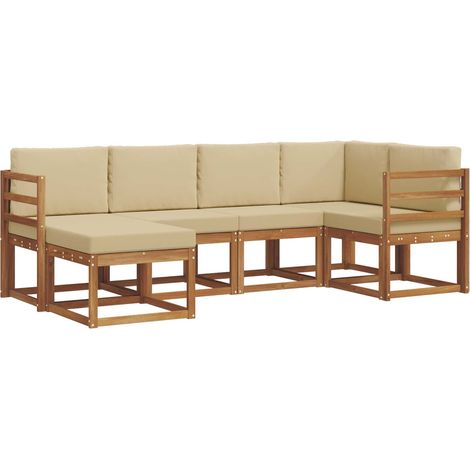 Outdoor Sofa Set with Cushion 6 pcs Natural and Beige vidaXL (1/5)