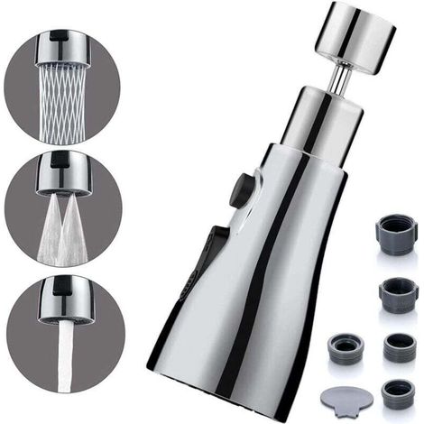 Douchette de robinet de cuisine FM22 M24, aérateur pivotant à 360°, accessoire de pulvérisation, rallonge de robinet d'évier, G1/2, robinets de cuisine à 3 modes, pulvérisateur, adaptateur de robinet, (1/5)