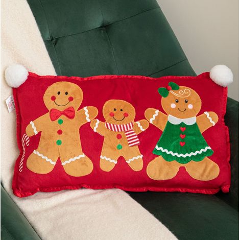 30cm x 55cm Gingerbread Family Christmas Decorative Cushion (1/5)