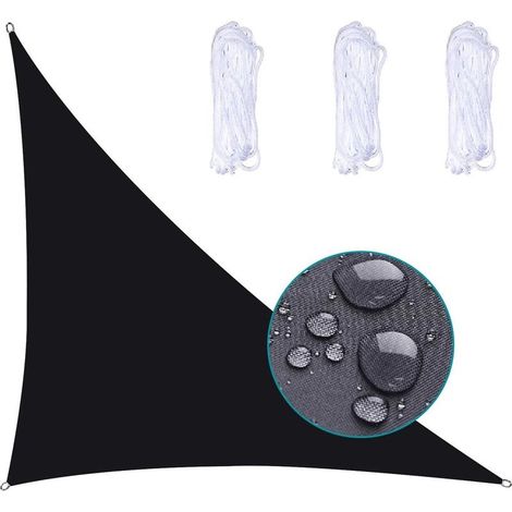 Voile D'Ombrage Triangle ImperméAble Toile Tendue Protection des Rayons UV Tissu ImperméAble RéSistant Aux IntempéRies SèChe Rapidement pour Jardin Parcs Pelouses,2.4X2.4X2.4m,Noir (1/5)