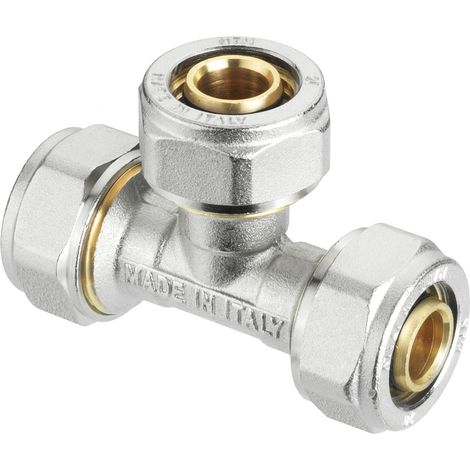 Cornat Schraub-T-Stück komplett ø 20 mm Messing vernickelt Heizkörperventile
