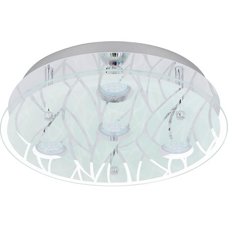 Lampada da soffitto in vetro GU10 lampada da soffitto in acciaio inox lampada da soggiorno a soffitto, paralume decorato cromato, 4x LED 3 watt 200 lumen bianco caldo, D 35 cm (1/5)