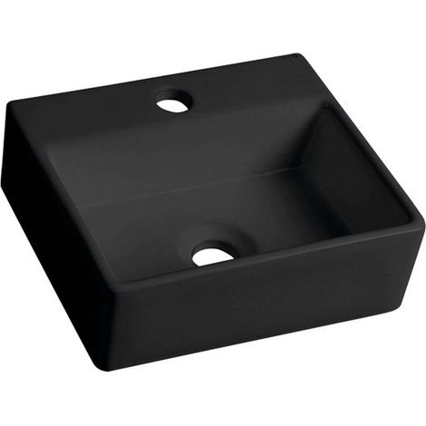 Sapho Small - Handwaschbecken GIULIA 34x29 cm, ohne Überlauf, mit Hahnloch, schwarz matt BH7002B (1/3)