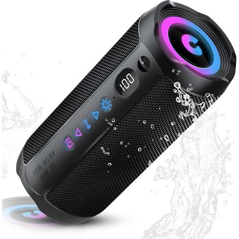 Enceinte Bluetooth Puissante 5.4 sans Fil avec Bass Puissantes, Haut-Parleur Portable 25W, LED Écran, Autonomie 25H,Son Surround à 360 degrés,Appairage TWS,AUX,TF Carte,pour l'extérieur/La Fête/Voyage (1/5)