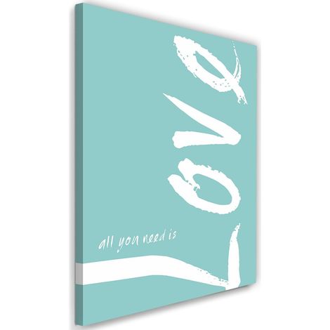 Tableau sur toile Inscription Amour Bleu 60x90 (1/5)