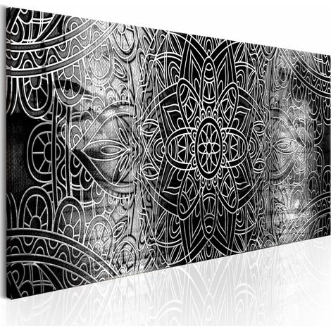 Tableau profondeurs de gris mandala - 135 x 45 cm (1/4)