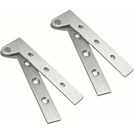 Set of 2 Stainless Steel Hidden Door Pivot Hinges 360 Degree Rotation, 4 Inch Offset Knife Hinges, Concealed Pivot Hinge, Brushed Silver, (1/4)