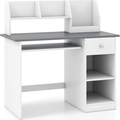 Bureau en bois pour enfants avec étagères et plateau pour clavier