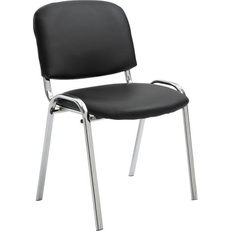 Sedia visitatore impilabile per area attesa in PVC nero, base a 4 gambe in metallo cromato 100003365