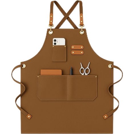 Tablier de cuisine robuste en toile pour homme et femme - Réglable avec grande poche - Résistant aux taches - Idéal pour la cuisine, le barbecue, la peinture, le jardinage et l'artisanat (1/5)