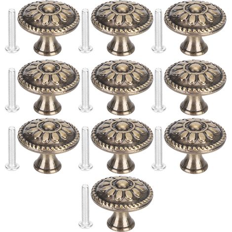 Poignées de Porte Antique Laiton Zinc Alloy - Lot de 10 Accessoires Meubles Simple (1/5)