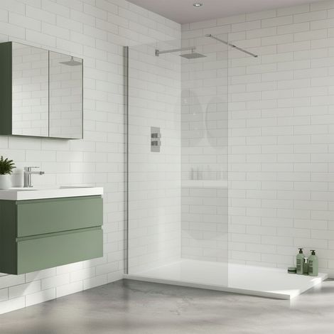 Duchy Padstow Chrome 8mm Wet Room Glass Shower Screen 700mm Wide (1/4)