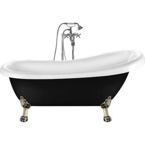 Freistehende Badewanne RICHMOND schwarz Löwenfüße ALTBRONZE 171