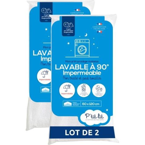 Lot de 2 Proteges matelas Bébé - 70x140 cm - Alese Imperméable et Micro Respirante - Lavable a 90°C - Souple et Silencieux (1/4)