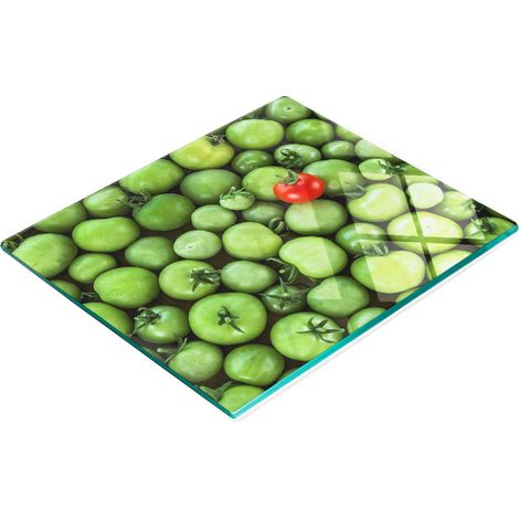 Dekoratives Küchenschneidebrett aus Glas, Motiv: Reife Tomate, 60 x 52 cm (1/5)