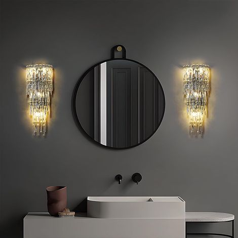 Luxus LED Kristall-Wandleuchte Silber, 46 cm, Hochformat, Turm-Design, 3 Lichtfarben, Elegante Wohnzimmerbeleuchtung