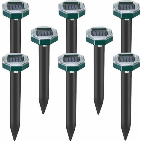 Lot de 8 pics repulsifs a ultrasons pour taupes, serpents et campagnols a energie solaire pour pelouse, jardin et cour, repulsif a sardines,de (1/4)