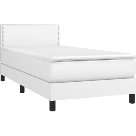 Struttura letto LED con rete a doghe testiera e materasso sintetico bianco 100x200 cm TDL0208734