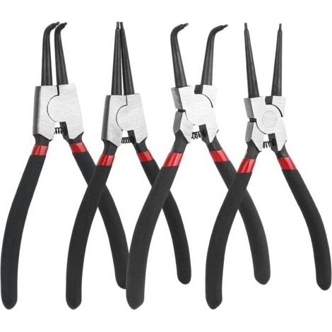 Lot de 4 pinces à circlips 180 mm – Acier au carbone – Poignée ergonomique antidérapante – Sac de rangement portable (1/5)