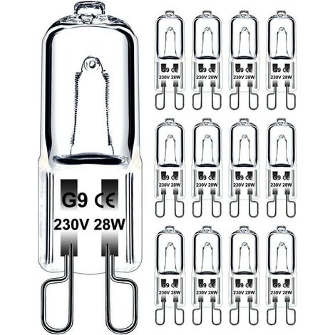 YMYNY Ampoule G9 28W 230V Dimmable Blanc Chaud, Ampoule Halogène G9 Tolérance de 300°C, Ampoule Four G9 Pour Four Micro-ondes Cuisinière Plafonniers, Lot de 12 [Classe énergétique G]