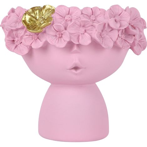 Vase - Couronne De Fleurs - Tête De Poupée En Résine - Pour Fleurs Fraîches Ou Séchées - Décoration Intérieure - 1 Pièce (1/3)